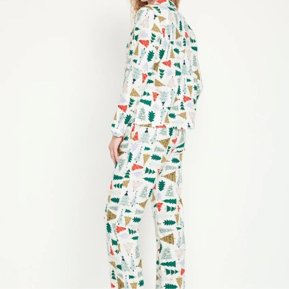 Old Navy Matching Flannel Pajama Shirt/Pants Set-O Christmas Tree-Women Large